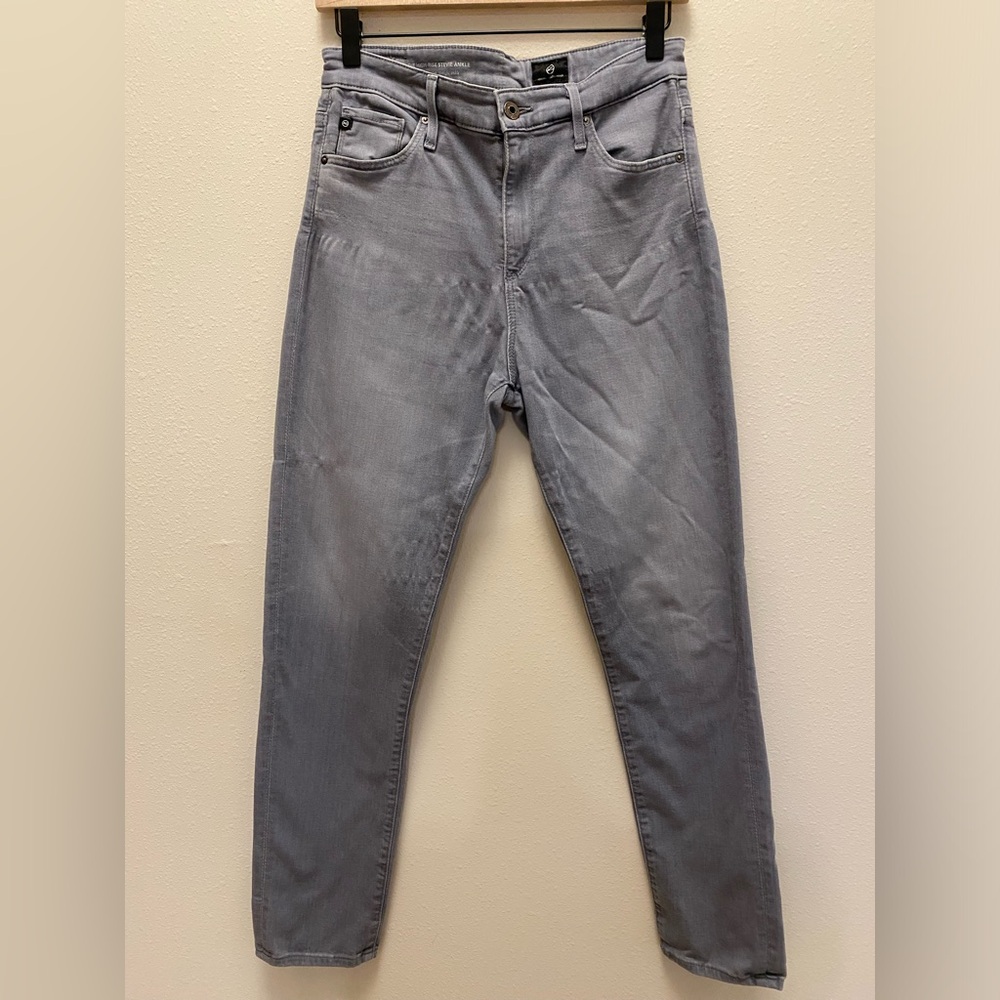 AG Adriano Goldschmied Womens High Rise Stevie Ankle Grey Denim Jeans 28R